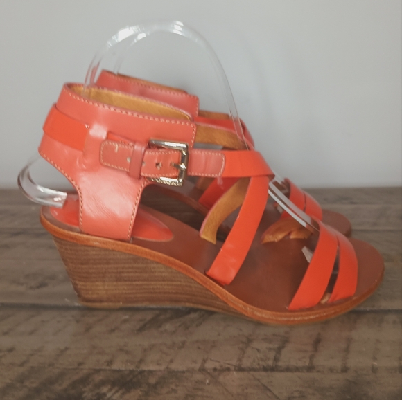 Coach Prue Patent and Leather Cross Cross Wedge Sandal - Picture 5 of 6